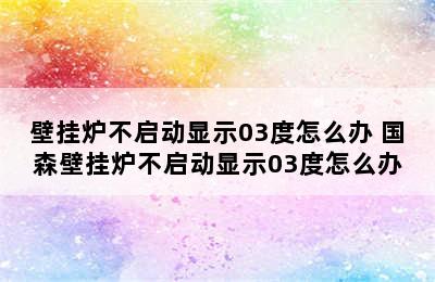 壁挂炉不启动显示03度怎么办 国森壁挂炉不启动显示03度怎么办